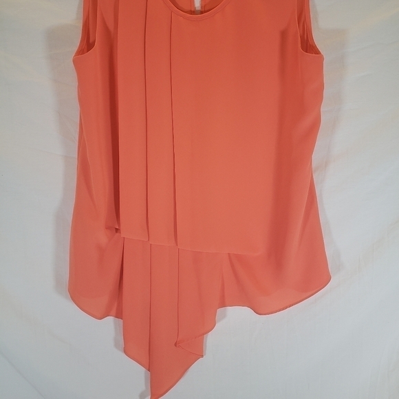 Mossimo Peach Sleeveless Pleated Blouse With Tail Sz S - Picture 2 of 6